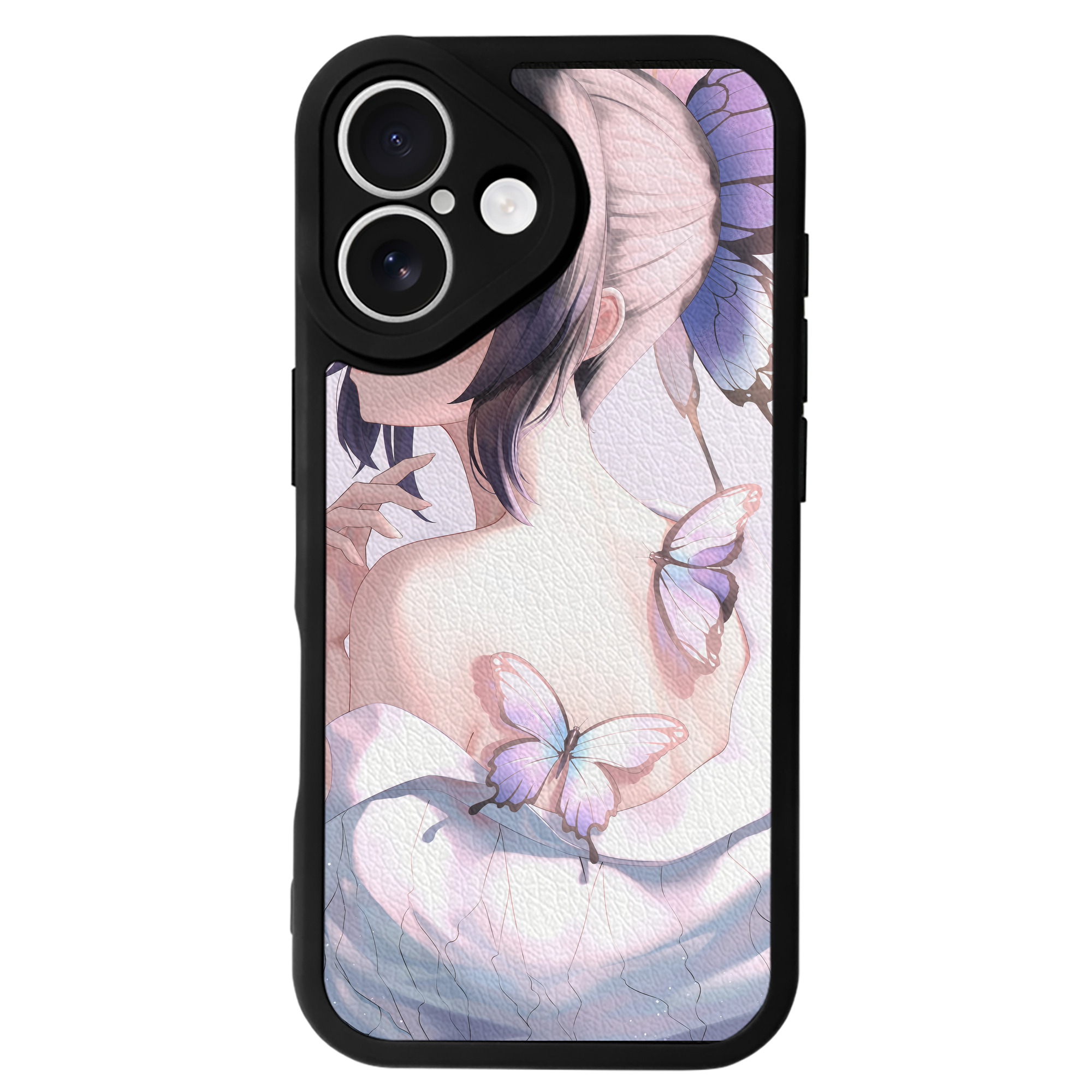 （画像用） 鬼滅の刃（きめつのやいば）蟲柱-胡蝶 しのぶ／こちょう しのぶ Kochou Shinobu 【iPhone 16シリーズ対応】シリコンスマホケース（レザー調） 材質：シリコン
